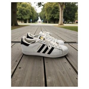 Adidas Superstar Men's White Black Leather Low Top Shell Toe Sneakers Size 12.5